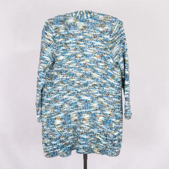 J.Jill Clarendon Cardigan Size Medium PETITE Marled Crochet Cozy Cabin Cottage - Picture 4 of 5